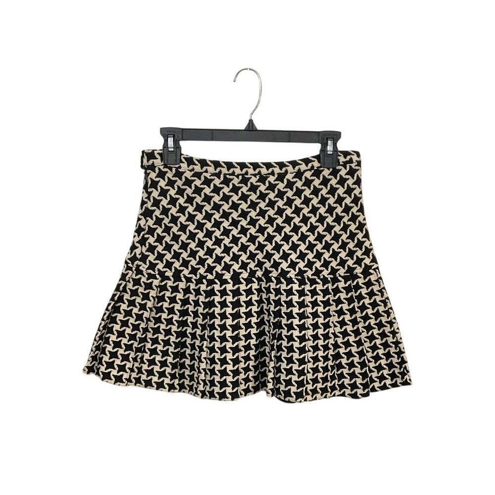 Serena Kay Houndstooth Tweed Cream/Black Mini Skirt Size 38 Medium - Picture 3 of 5